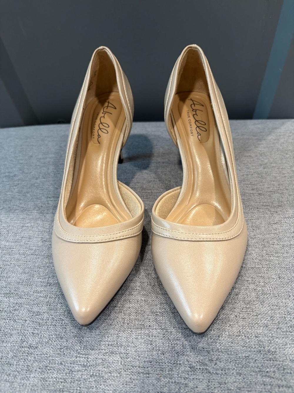 Abella True Comfort Nude Pointed  Toe Mid Heel Pumps - Picture 4 of 9
